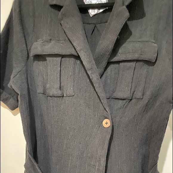 NWOT Free People Black Button Mini Dress Large - Picture 2 of 7